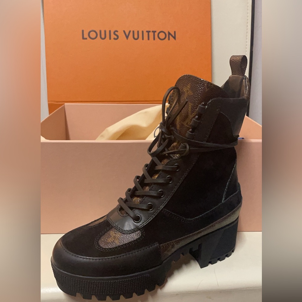 Louis Vuitton Brown Lace Up Boots with Chunky Sole